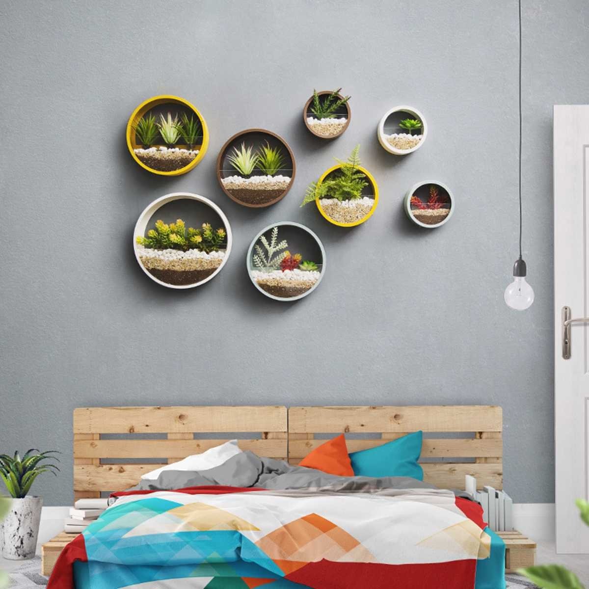 Round Wall Mounted Vase Hanging Flowerpot For Home Decoration