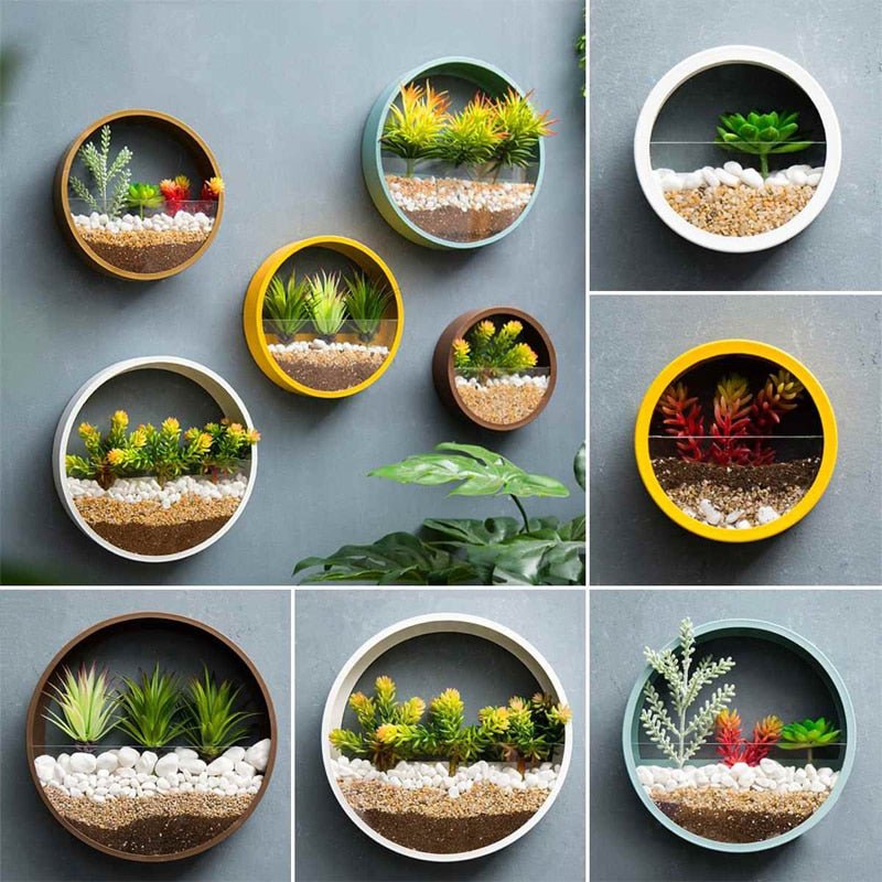 Round Wall Mounted Vase Hanging Flowerpot For Home Decoration
