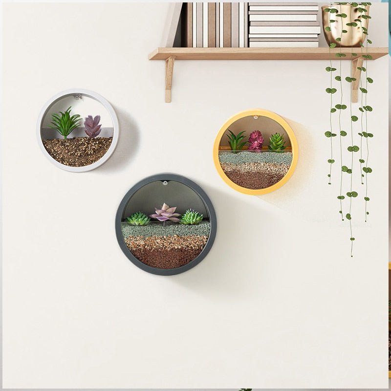 Round Wall Mounted Vase Hanging Flowerpot For Home Decoration