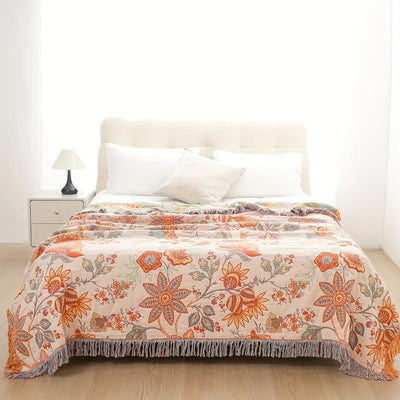 Rustic Boho Throw Blanket Cozy Lightweight Decorative Cover