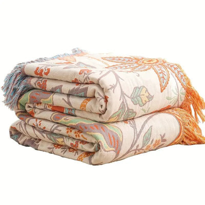 Rustic Boho Throw Blanket Cozy Lightweight Decorative Cover