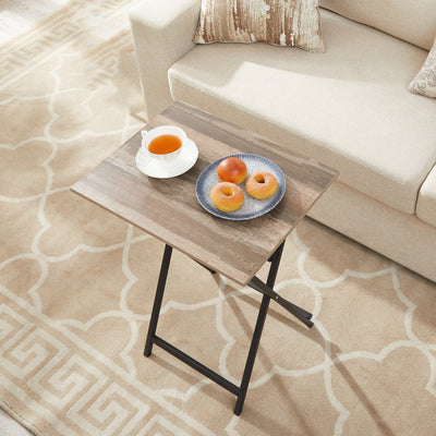 Rustic Folding Dining Tray Industrial Side Table For Couch Meals