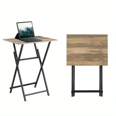 Rustic Folding Dining Tray Industrial Side Table For Couch Meals