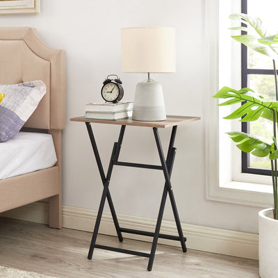 Rustic Folding Dining Tray Industrial Side Table For Couch Meals