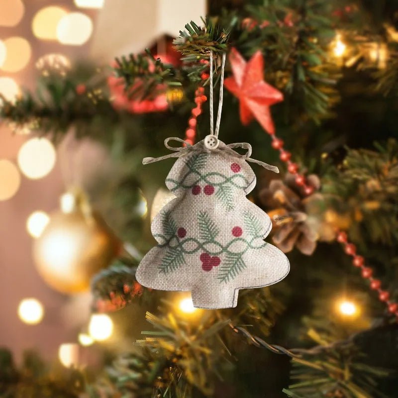 Rustic Linen Christmas Pendants Charming Tree Ornaments Holiday Décor