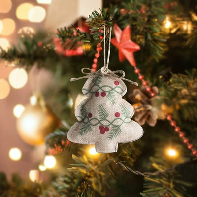 Rustic Linen Christmas Pendants Charming Tree Ornaments Holiday Décor