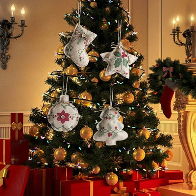 Rustic Linen Christmas Pendants Charming Tree Ornaments Holiday Décor