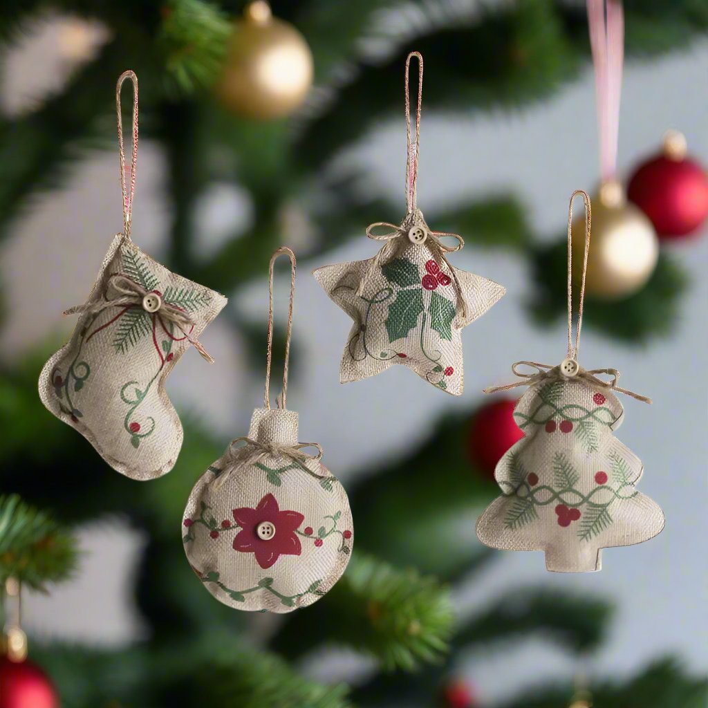 Rustic Linen Christmas Pendants Charming Tree Ornaments Holiday Décor