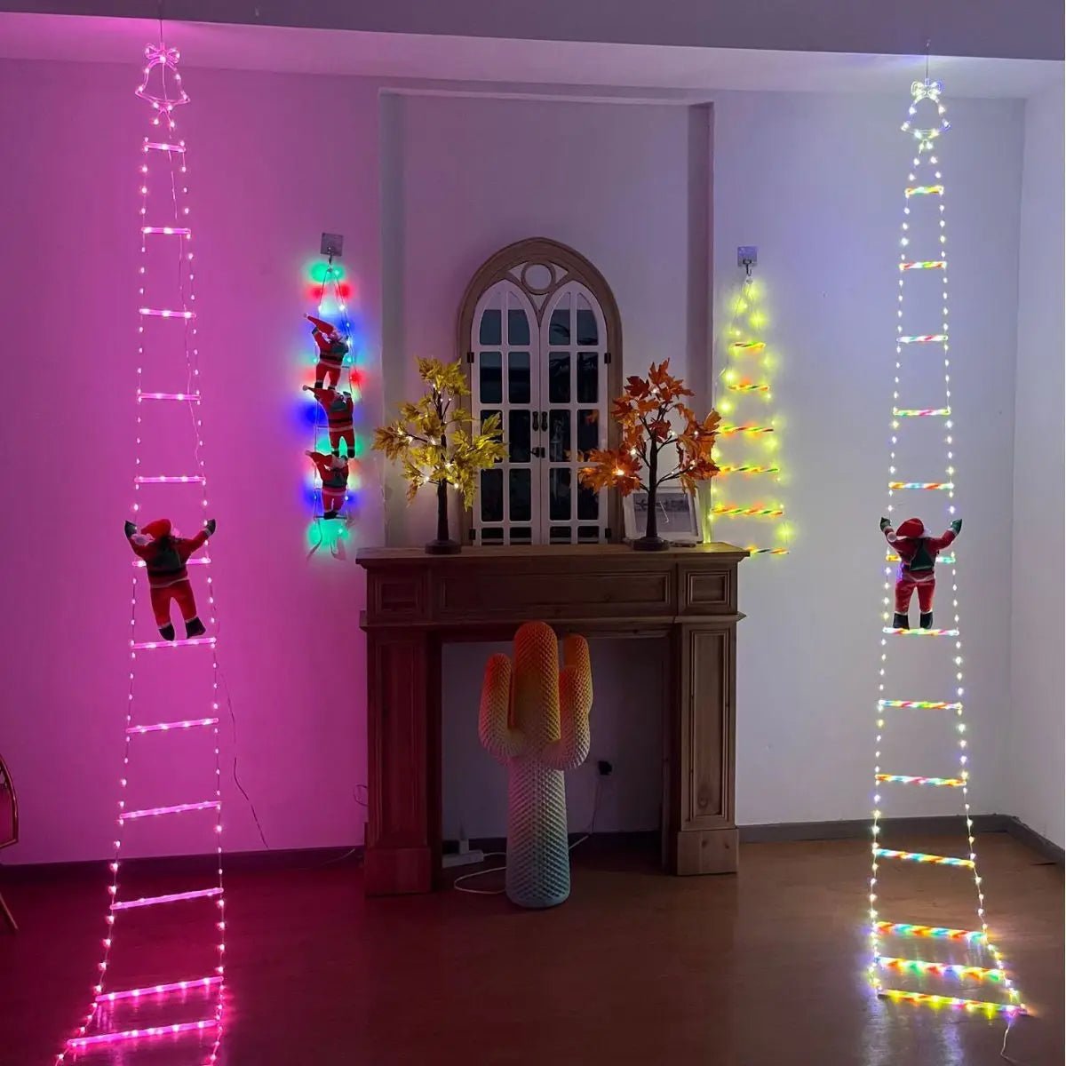 Santa Claus LED Christmas Decoration With Climbing Ladder Lights