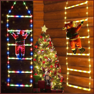 Santa Claus LED Christmas Decoration With Climbing Ladder Lights