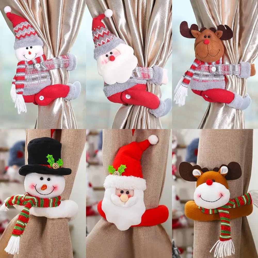Santa And Elk Christmas Curtain Buckle Festive Holiday Home Decor
