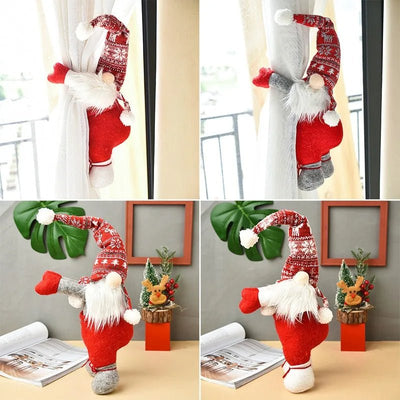 Santa And Elk Christmas Curtain Buckle Festive Holiday Home Decor