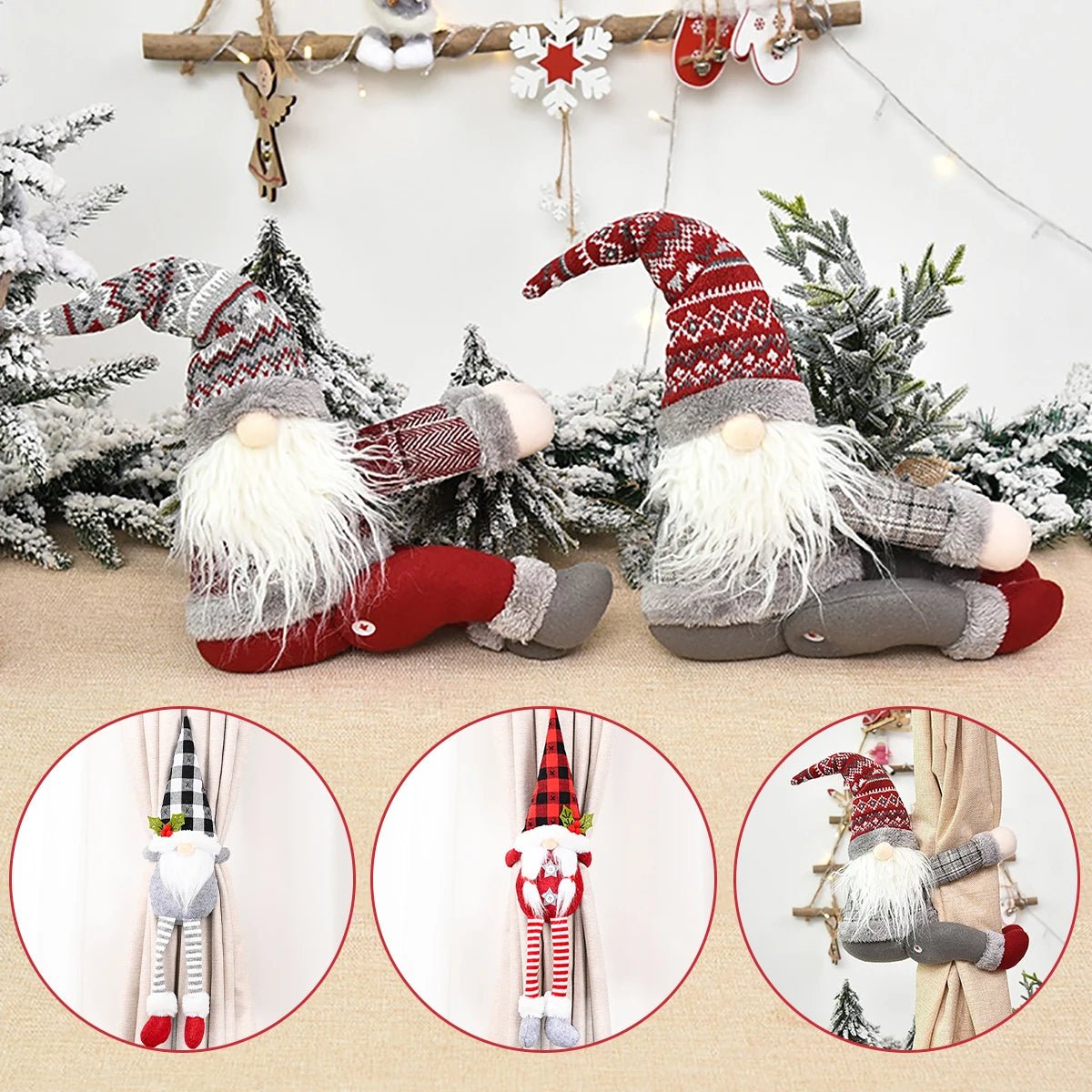 Santa And Elk Christmas Curtain Buckle Festive Holiday Home Decor