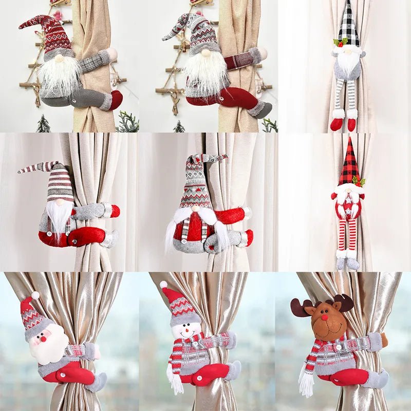 Santa And Elk Christmas Curtain Buckle Festive Holiday Home Decor