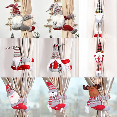 Santa And Elk Christmas Curtain Buckle Festive Holiday Home Decor