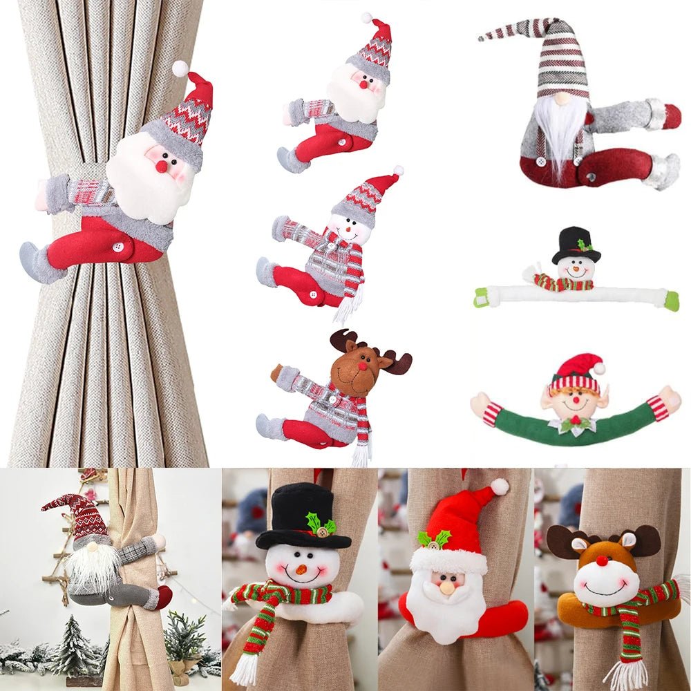Santa And Elk Christmas Curtain Buckle Festive Holiday Home Decor