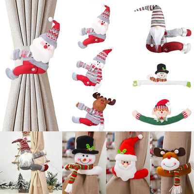 Santa And Elk Christmas Curtain Buckle Festive Holiday Home Decor