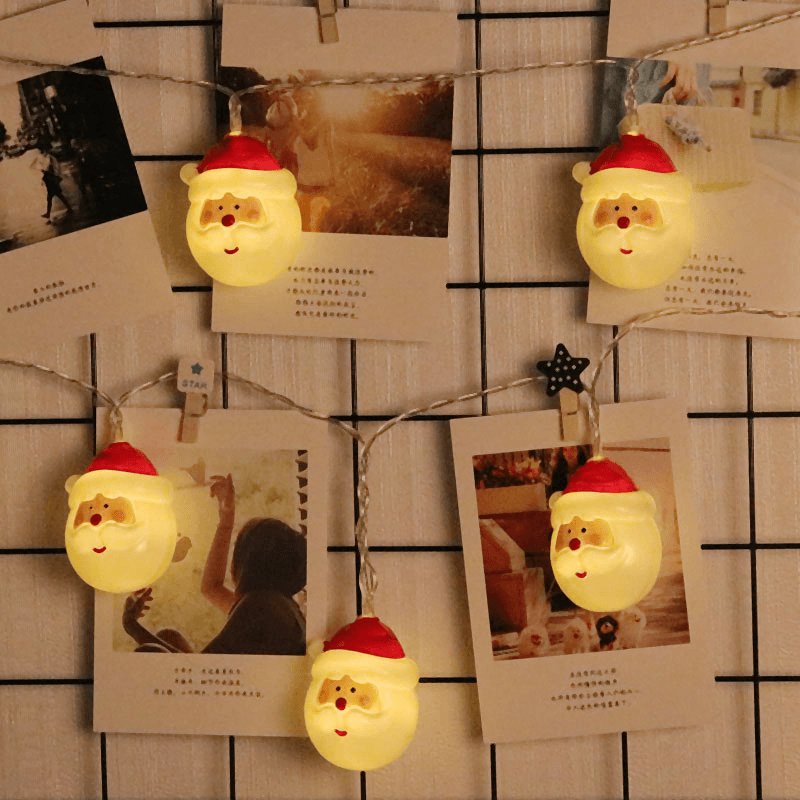 Santa Lights LED Christmas Decoration Santa Head String Lights Party