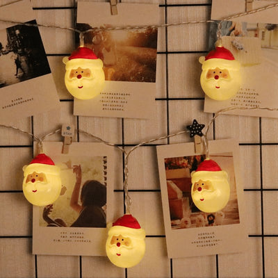 Santa Lights LED Christmas Decoration Santa Head String Lights Party