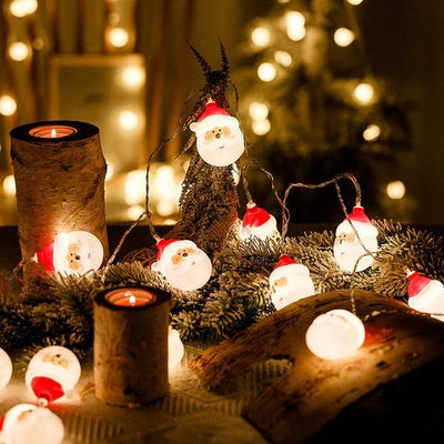 Santa Lights LED Christmas Decoration Santa Head String Lights Party