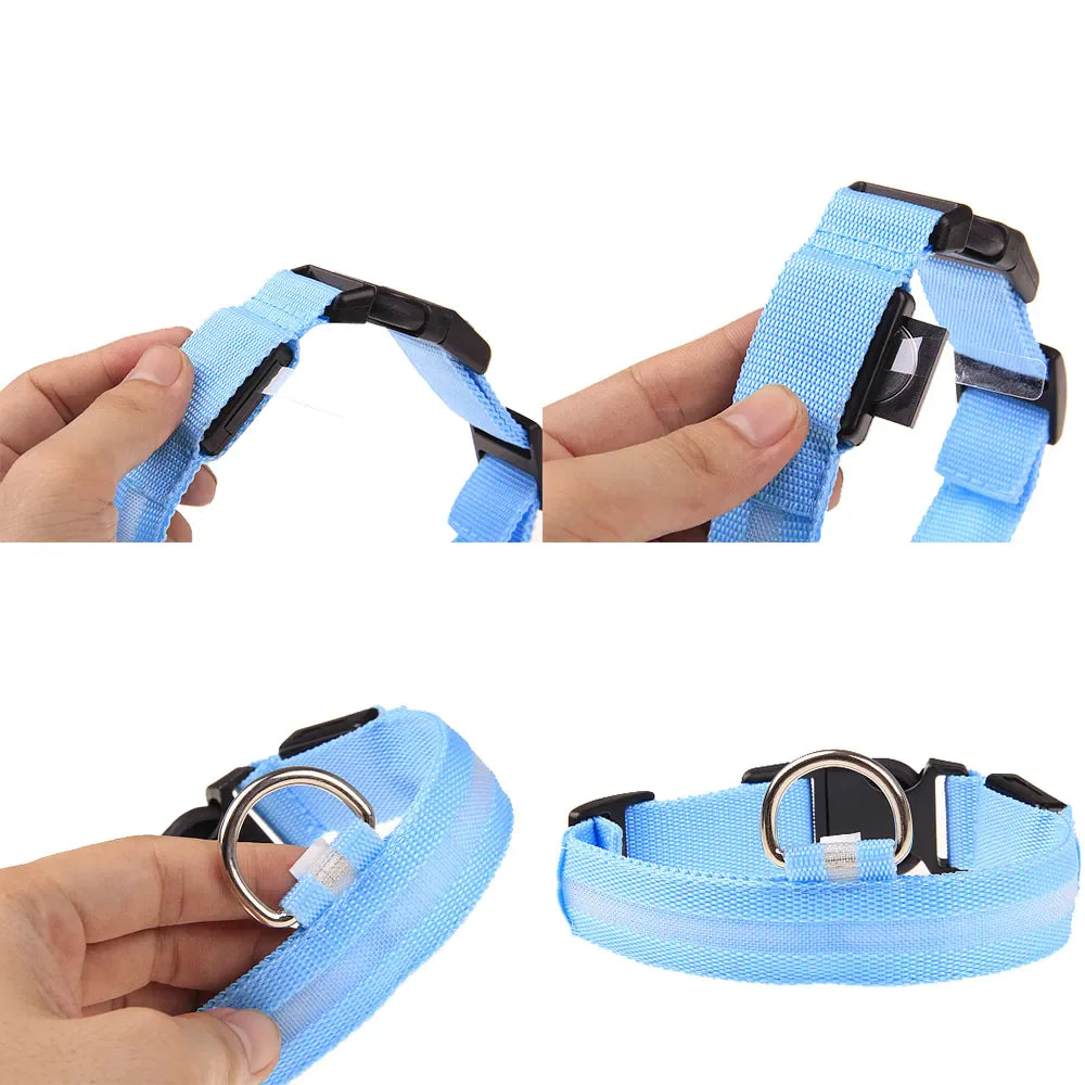 LED Dog Collar Adjustable Waterproof Blinking Safety Light For Pets