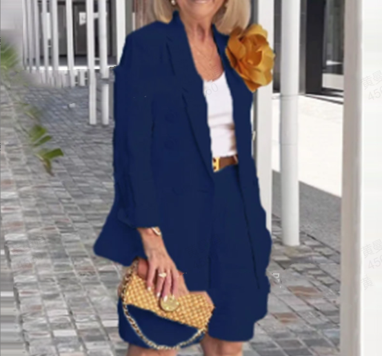 Women's Two-piece Set Floral Top Blazer And Shorts Summer Outfit