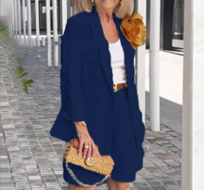 Women's Two-piece Set Floral Top Blazer And Shorts Summer Outfit