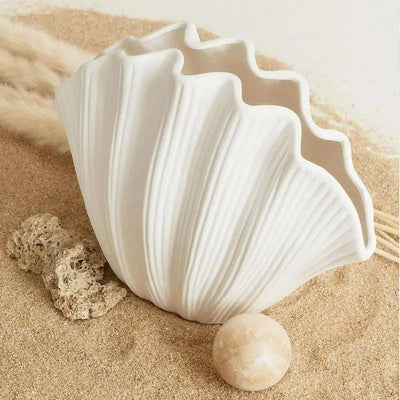 Ceramic Seashell Vase For Floral Arrangements And Terrarium Decor