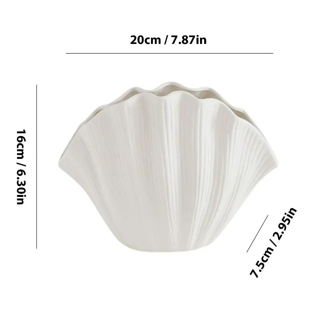 Ceramic Seashell Vase For Floral Arrangements And Terrarium Decor