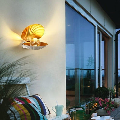 Seashell Wall Lamp LED Exterior Clam Shell Pearl Light Fixture