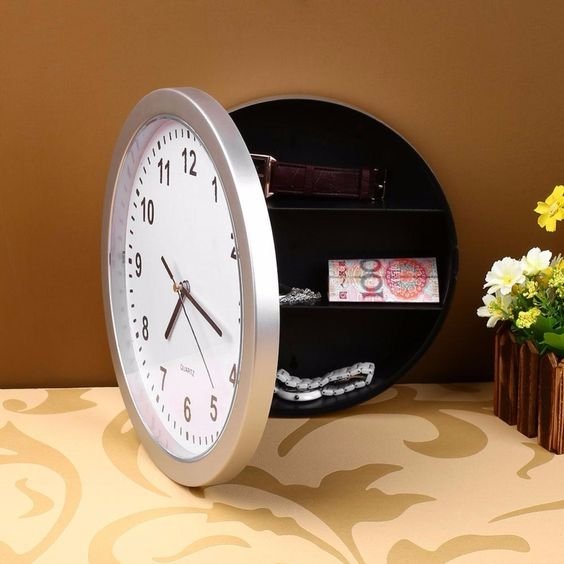 Secret Wall Clock With Mechanical Hidden Storage Box