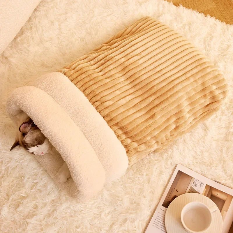 Semi-Closed Pet Warm Sleeping Bag For Cozy All-Season Comfort