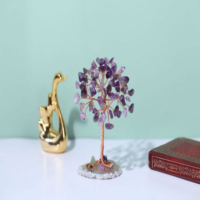 Seven Color Agate Money Tree With Crystals Feng Shui Decor