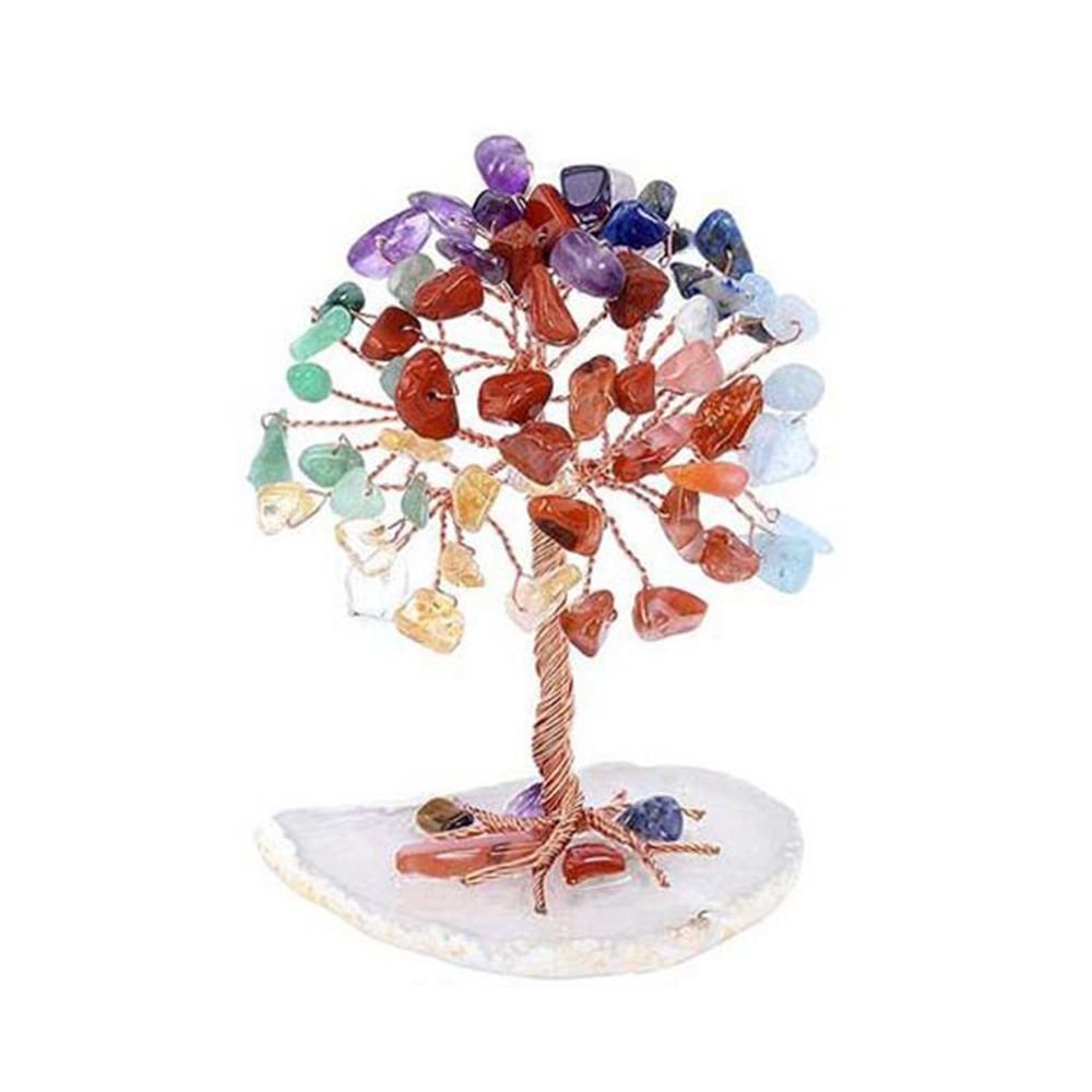 Seven Color Agate Money Tree With Crystals Feng Shui Decor