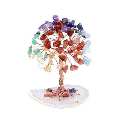 Seven Color Agate Money Tree With Crystals Feng Shui Decor