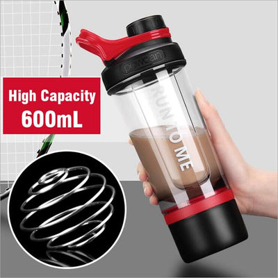 Shaker Bottle 600ml Leak Proof Fitness Mixer Cup