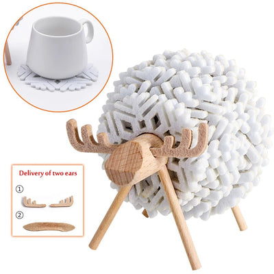 Sheep-shaped Felt Coasters Non-slip Insulated Cup Mats For Home
