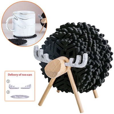 Sheep-shaped Felt Coasters Non-slip Insulated Cup Mats For Home