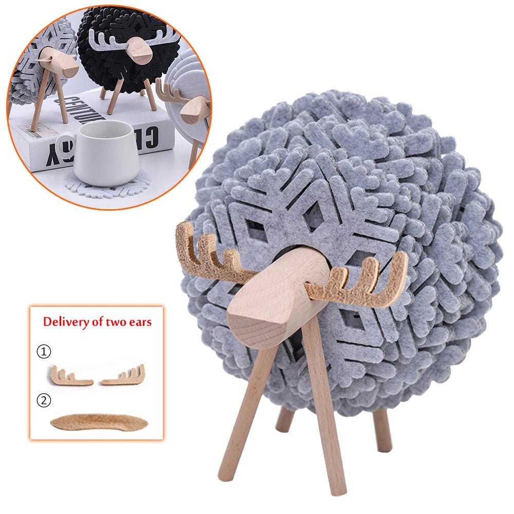 Sheep-shaped Felt Coasters Non-slip Insulated Cup Mats For Home