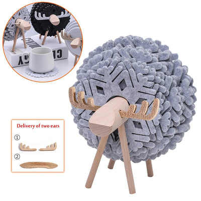 Sheep-shaped Felt Coasters Non-slip Insulated Cup Mats For Home
