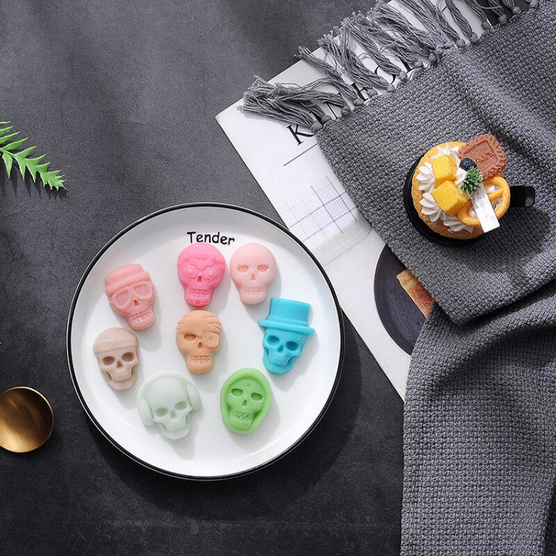 Skull Cake Mold Silicone 8 Hole For Jelly Ice Cube Soap Making