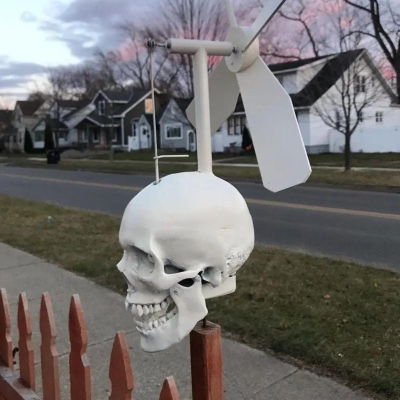 Skull Windmill Decoration Outdoor Halloween Whirligig Spinner