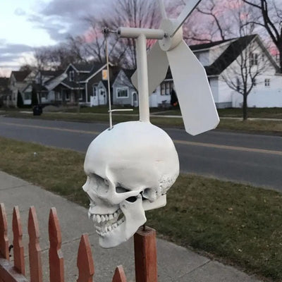 Skull Windmill Decoration Outdoor Halloween Whirligig Spinner