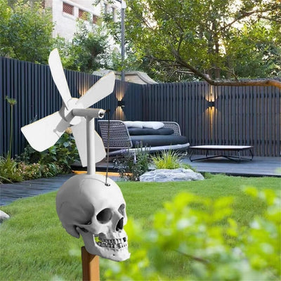 Skull Windmill Decoration Outdoor Halloween Whirligig Spinner