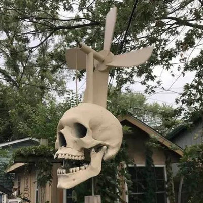 Skull Windmill Decoration Outdoor Halloween Whirligig Spinner