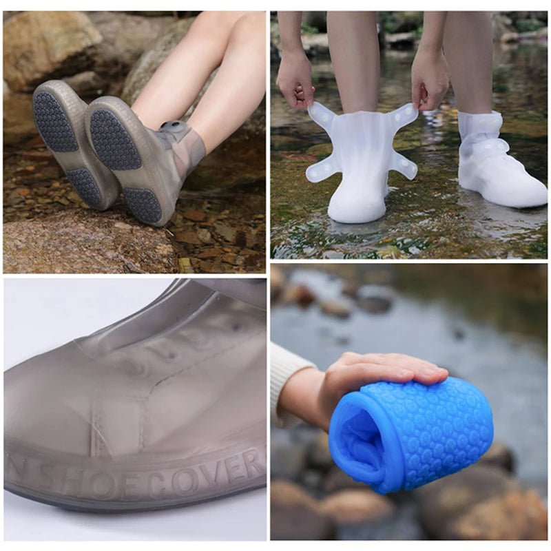 Slip On Transparent Waterproof Rain Shoe Covers Durable Rubber Overshoes