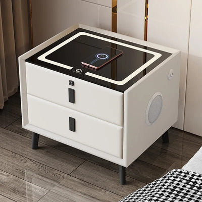 Smart Bedside Table With Wireless Charging And Fingerprint Lock