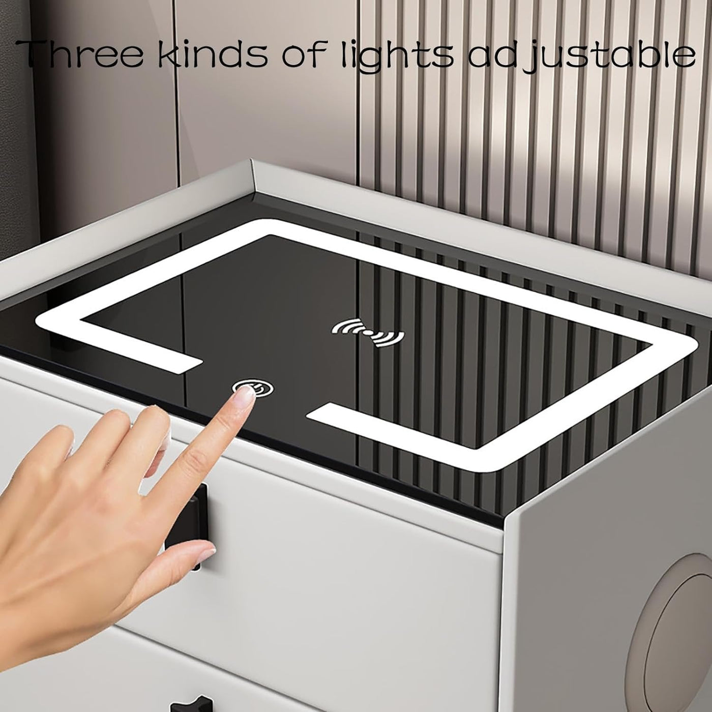 Smart Bedside Table With Wireless Charging And Fingerprint Lock