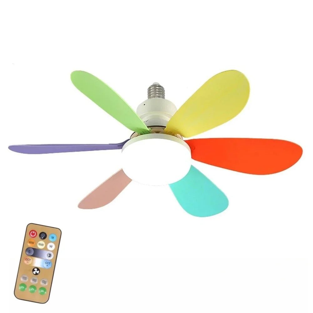 Smart Control Light Fan With 6 Leaves LED Bulb And Remote