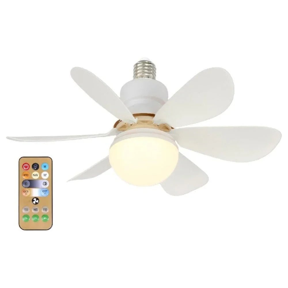 Smart Control Light Fan With 6 Leaves LED Bulb And Remote